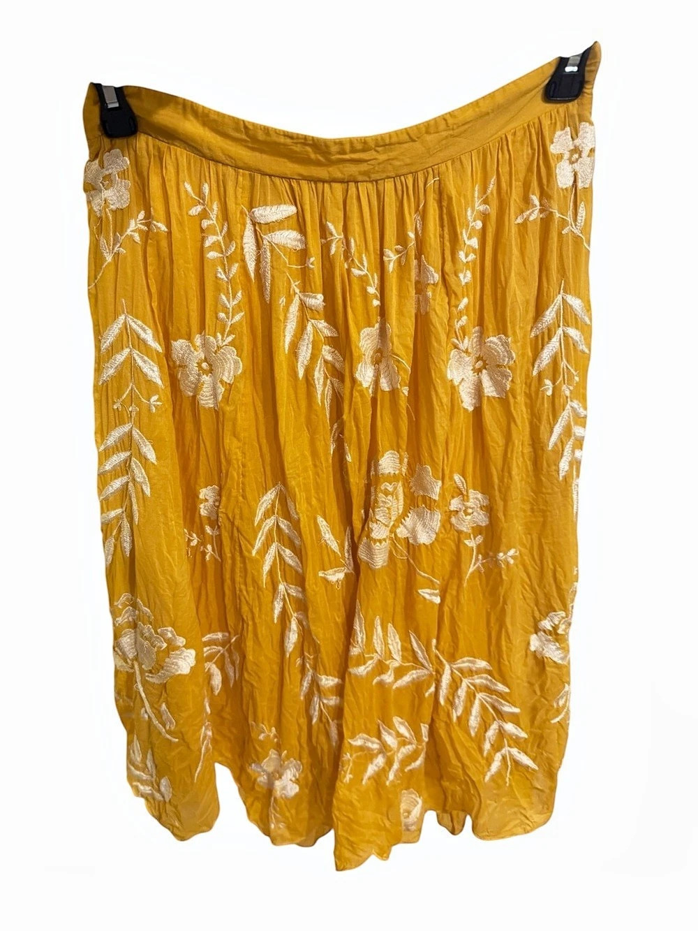 Maeve for Anthropologie Floral Embroidered Mini Skirt Yellow & White Medium